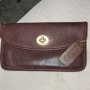 Coach Dark Brown Leather Wristlet